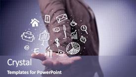  Presentation with successful person - Slide deck having everyday tasks concept holding logo background and a  colored foreground