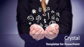  Presentation with successful person - PPT theme consisting of everyday tasks concept holding logo background and a  colored foreground