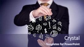  Presentation with successful person - Slides enhanced with everyday tasks concept holding logo background and a violet colored foreground