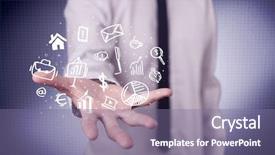  Presentation with successful person - PPT theme having everyday tasks concept holding logo background and a  colored foreground