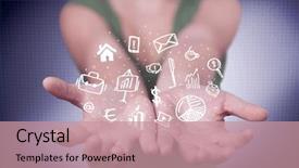  Presentation with successful person - Beautiful PPT theme featuring everyday tasks concept holding logo backdrop and a  colored foreground