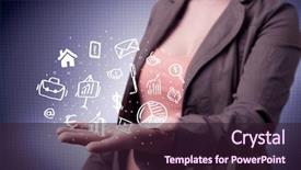  Presentation with successful person - Cool new PPT layouts with everyday tasks concept holding logo backdrop and a  colored foreground