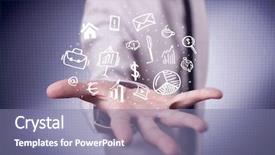  Presentation with successful person - PPT theme consisting of everyday tasks concept holding logo background and a coral colored foreground