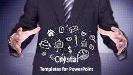  Presentation with successful person - Theme enhanced with everyday tasks concept holding logo background and a tawny brown colored foreground