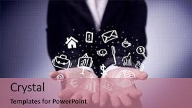  Presentation with successful person - Cool new presentation design with everyday tasks concept holding logo backdrop and a  colored foreground