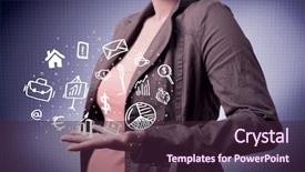  Presentation with successful person - Audience pleasing presentation theme consisting of everyday tasks concept holding logo backdrop and a wine colored foreground