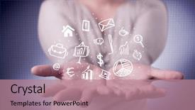  Presentation with successful person - Cool new PPT theme with everyday tasks concept holding logo backdrop and a coral colored foreground