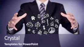  Presentation with successful person - Slides featuring everyday tasks concept holding logo background and a tawny brown colored foreground