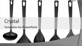  Presentation with black diamond silver glitter sparkle - Cool new PPT theme with everyday use - black kitchen utensils on silver backdrop and a light gray colored foreground