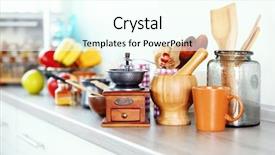  Presentation with kitchen utensils - Beautiful presentation theme featuring everyday use - composition with different utensils backdrop and a cool aqua colored foreground