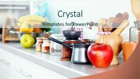  Presentation with kitchen utensils - Audience pleasing slide set consisting of everyday use - composition with different utensils backdrop and a sky blue colored foreground