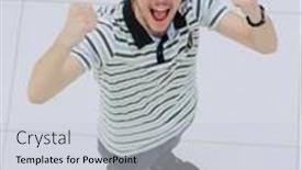  Presentation with positivity - Slide set consisting of everyday winner top view of happy young man expressing positivity background and a lemonade colored foreground