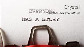  Presentation with everyone - Presentation design consisting of everyone-has-a-story-text background and a white colored foreground