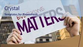  Presentation with everyone - Presentation theme featuring everyone matters placard with urban background and a light blue colored foreground