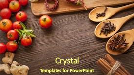  Presentation with acute - Cool new slide deck with everything on wood table for the preparation of acute italian sauce tomato garlic spices olive oil backdrop and a tawny brown colored foreground