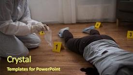  Presentation with forensic - Theme having evidence of murder at crime background and a tawny brown colored foreground