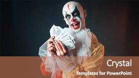  Presentation with clown - PPT theme consisting of evil - bloody clown with crazy eyes background and a coral colored foreground