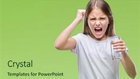  Presentation with child drinking water from glass - PPT theme with evil - young beautiful girl drinking glass background and a mint green colored foreground
