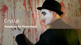  Presentation with evil - Amazing slide deck having evil-clown-wearing-a-bowler backdrop and a coral colored foreground