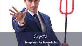  Presentation with evil - Cool new theme with evil-devil-businessman-with-pitchfork backdrop and a navy blue colored foreground