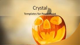  Presentation with evil - PPT theme enhanced with evil halloween pumpkin on wood background and a blonde colored foreground