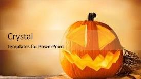  Presentation with evil - Slide deck consisting of pumpkin on wood with free background and a  colored foreground