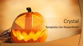  Presentation with evil - Slide deck consisting of evil halloween pumpkin on wood background and a  colored foreground