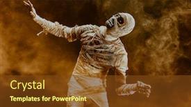  Presentation with mythology - PPT layouts featuring evil-mummy-with-burning-eyes background and a tawny brown colored foreground