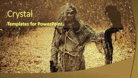  Presentation with horror evil - Slide deck featuring evil-scarecrow-with-a-canvas background and a tawny brown colored foreground