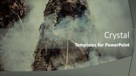  Presentation with horror evil - PPT theme having evil-scarecrow-with-a-canvas background and a gray colored foreground