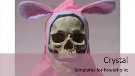  Presentation with bunny - Amazing PPT theme having evil skull sinister easter bunny backdrop and a coral colored foreground