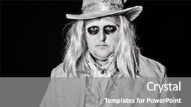  Presentation with costume - PPT theme enhanced with evil spirit - man dressed in halloween costume background and a gray colored foreground