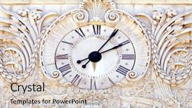  Presentation with old clock time antique - Slide deck enhanced with evolution architecture - antique stone clock background and a  colored foreground