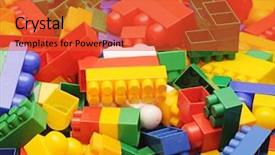  Presentation with color blocks - Amazing slide deck having evolution architecture - set of color building blocks backdrop and a red colored foreground