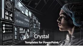  Presentation with evolution - Presentation theme featuring evolution biology - portrait of female doctor background and a dark gray colored foreground