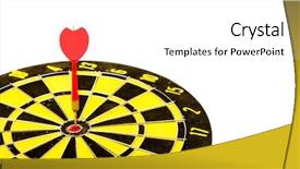  Presentation with hit target - Presentation theme featuring exact hit - red dart on target isolated background and a white colored foreground