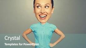  Presentation with man looking up happy - Beautiful PPT theme featuring exaggerating - happy and funny woman backdrop and a seafoam green colored foreground
