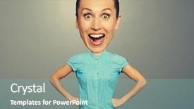  Presentation with jolly - Colorful PPT layouts enhanced with exaggerating - jolly girl with big head backdrop and a seafoam green colored foreground