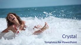  Presentation with beauty - PPT theme enhanced with exalt - beauty happy girl sits background and a  colored foreground