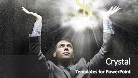  Presentation with golden dollar sign - PPT layouts featuring exalt - businessman praying at dollar sign background and a  colored foreground