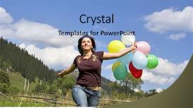  Presentation with hipster girl playing tetris game - Presentation theme enhanced with exalt - girl playing with color balloons background and a  colored foreground