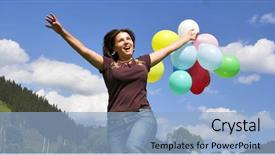  Presentation with children little child girl plays - Amazing presentation having exalt - girl playing with color balloons backdrop and a  colored foreground