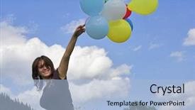  Presentation with hipster girl playing tetris game - Colorful presentation theme enhanced with exalt - girl playing with color balloons backdrop and a  colored foreground