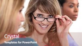  Presentation with woman praying over bible - Cool new slide deck with exalt - young woman peering over her backdrop and a  colored foreground