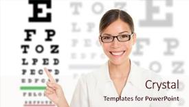  Presentation with asian doctor - Presentation theme having exam chart woman eye doctor background and a sky blue colored foreground