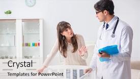  Presentation with fever - Presentation design featuring exam fever - doctor explaining to young mother background and a lemonade colored foreground