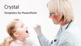  Presentation with fever - Beautiful PPT theme featuring exam fever - doctor treat little girl backdrop and a white colored foreground