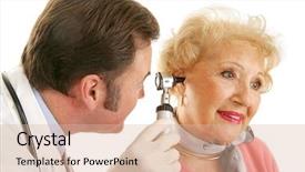  Presentation with look - Cool new theme with exam fever - doctor using otoscope to look backdrop and a lemonade colored foreground