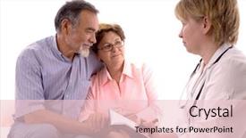  Presentation with doctor visiting family - Presentation featuring exam fever - senior couple visiting a doctor background and a lemonade colored foreground