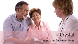  Presentation with senior couple - Cool new presentation design with exam fever - senior couple visiting a doctor backdrop and a coral colored foreground